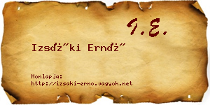 Izsáki Ernő névjegykártya